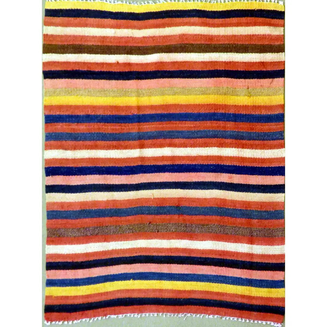 One Of The Kind Authentic Hand-Knotted Sanandaj Vintage Kilim 3'4" X 2'11"